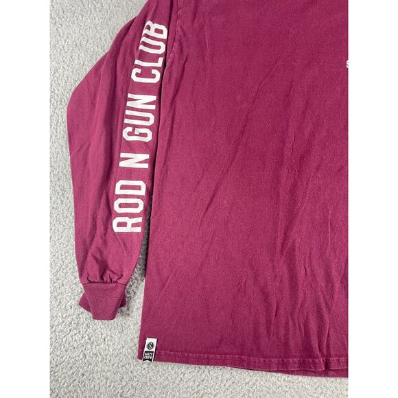 Salty Crew Shirt Mens Medium Maroon Rod N Gun Club Fishing Long Sleeve Swim - Picture 3 of 10
